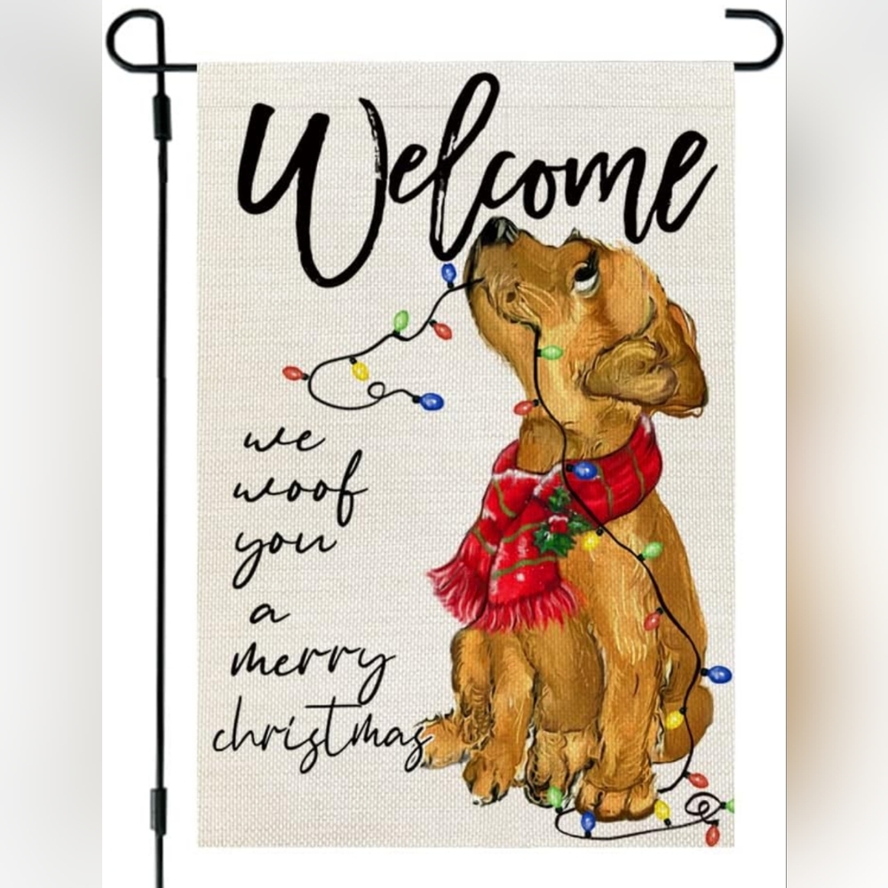 NWT WE WUFF YOU A MERRY CHRISTMAS GARDEN FLAG